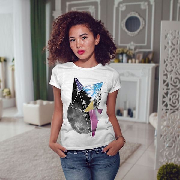 Cosmic Moon Space T-shirt för kvinnor L