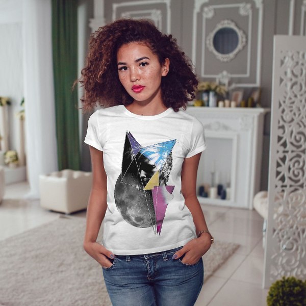 Cosmic Moon Space T-shirt för kvinnor M