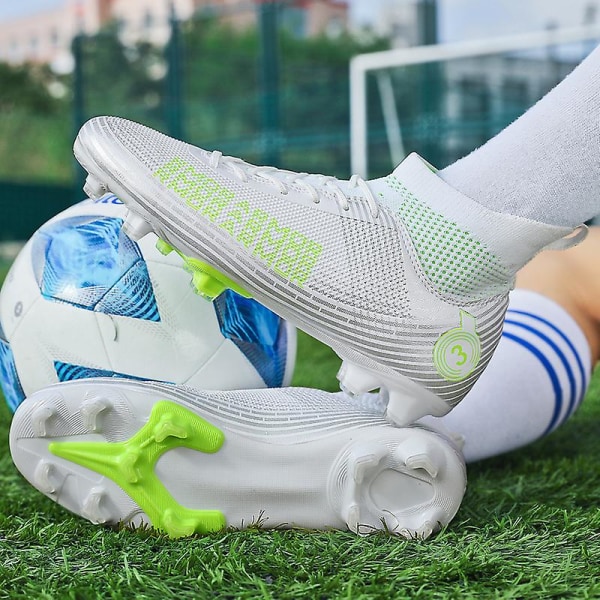 Fotbollsskor för män Halkfria fotbollsskor för herr, Gräs Fotbollssneakers 2K4000 White 35