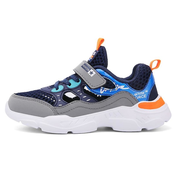 Sneakers för barn för pojkar, flickor, löpning tennisskor, lätt andas, sport, atletisk 3B9050 Blue 37