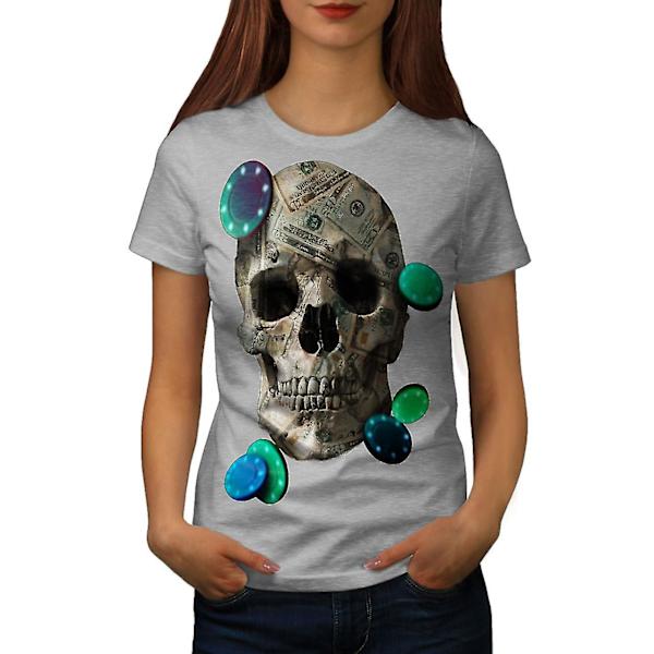 Skull Money Poker T-shirt för kvinnor L