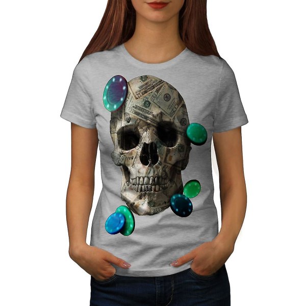 Skull Money Poker T-shirt för kvinnor S