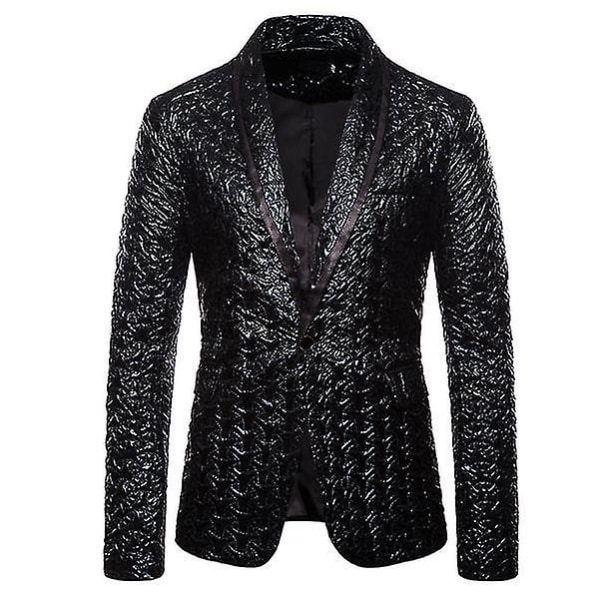 Shiny Glitter Suit Jacket, Herr Sjalkrage Enknapps Blazer Jacka, Balklänning Blazers black XL