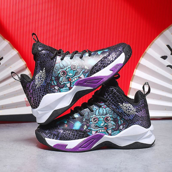 Sneakers för barn Andas Pojkar Flickor Löparskor Mode Sportskor 3Aa888 BlackPurple 32
