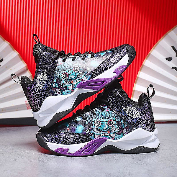 Sneakers för barn Andas Pojkar Flickor Löparskor Mode Sportskor 3Aa888 BlackPurple 37