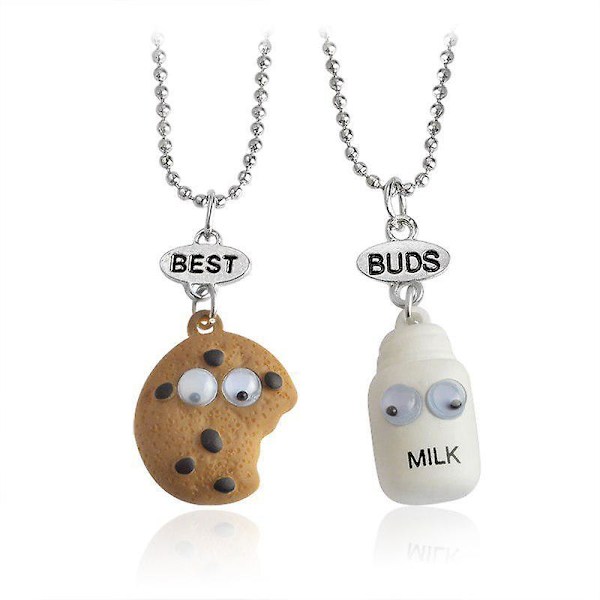 2 st / set i miniatyr kex mjölk hänge halsband BFF vänskap födelsedagspresent