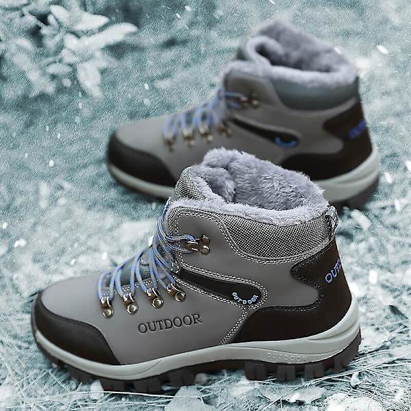 Vintersnöskängor för män Halkfri Casual Lätt vandringskänga 2099 Gray 41