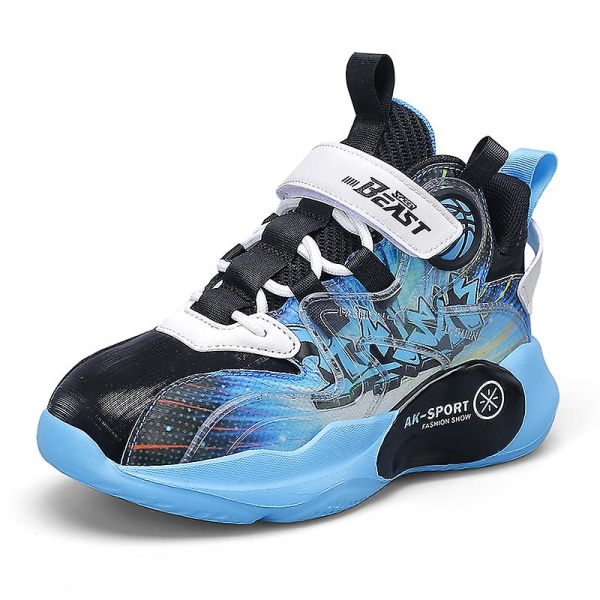 Basketskor för barn Mode Halkfria sneakers Sportskor som andas Yj1199 BlackBlue 34