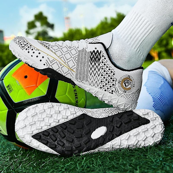 Fotbollsskor för män Halkfria fotbollsskor Klossar Gräs Fotbollssneakers Yj757 White 42