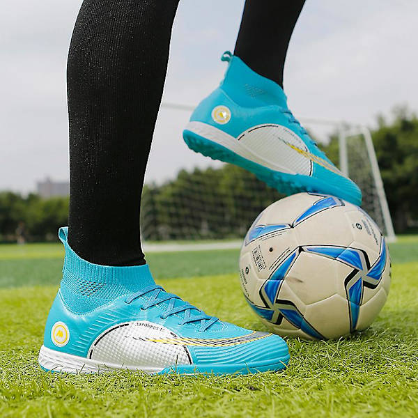 Fotbollsskor för män Spikes Fotbollsskor för ungdomar Stövlar Athletic Sneaker 3Cx777 Cyan 39