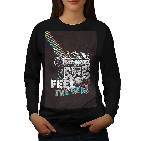 Feel Beat Boom Box Musik Kvinnor Blacksweatshirt L