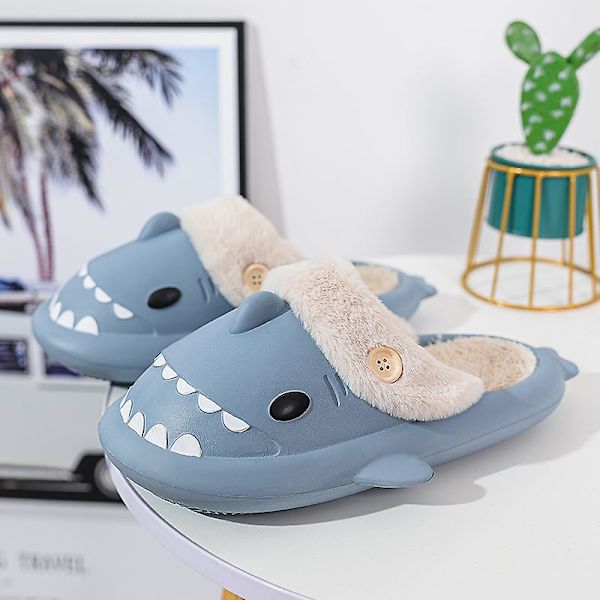 Herr Damtofflor Memory Foam Komfort bomullsblandning Stängd tå House Skor 2K2356 Blue 40-41