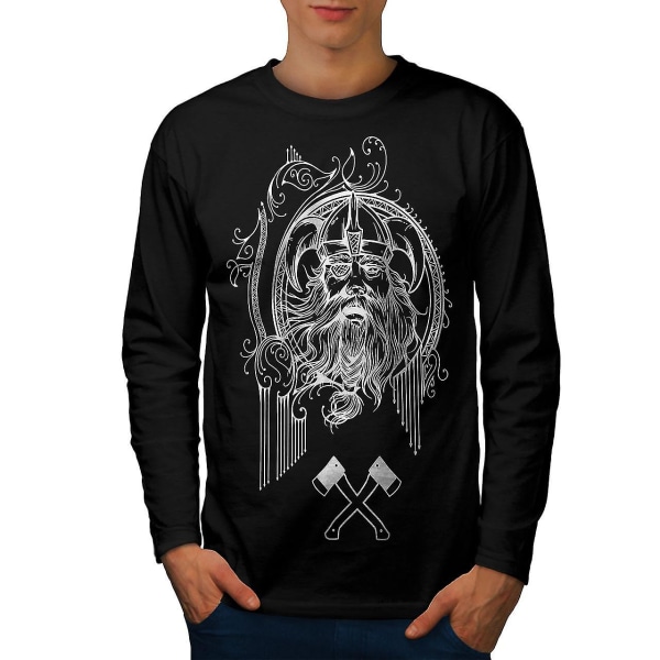 North Viking Warrior män svart långärmad T-shirt S