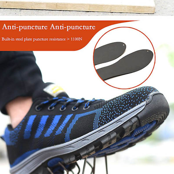 Lätta Män Lätta Punkteringsbeständig Säkerhetsarbetsskor Sneakers Svartvit BlackRed 43