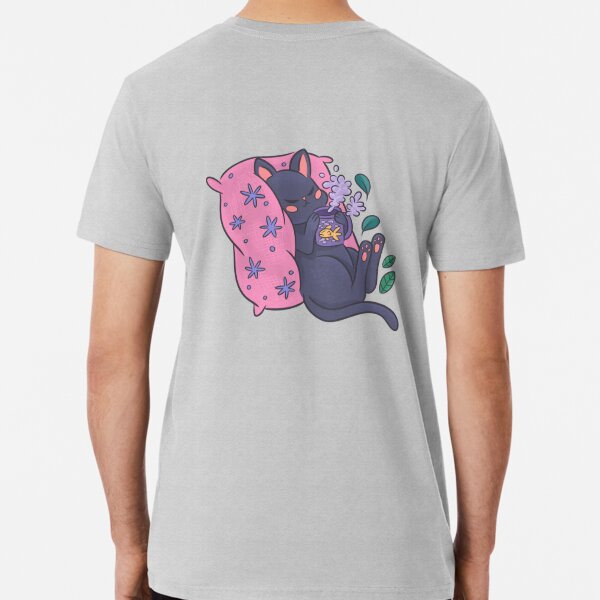 Söt Kitty med tekopp Premium T-shirt Heather Grey M_Back