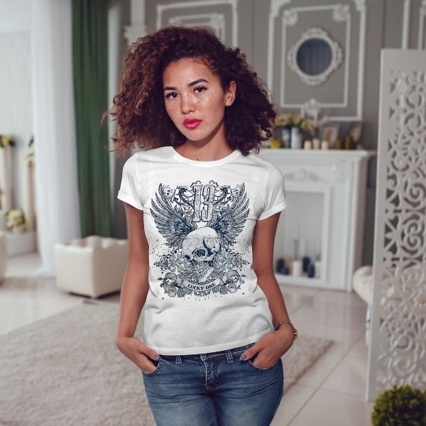 Lucky Thirteen Skull Women Whitet-shirt XXL