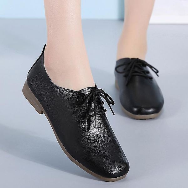 Dam Skor Läder Vita Skor Mjuk sula Dam Casual Fraz919 Black 37