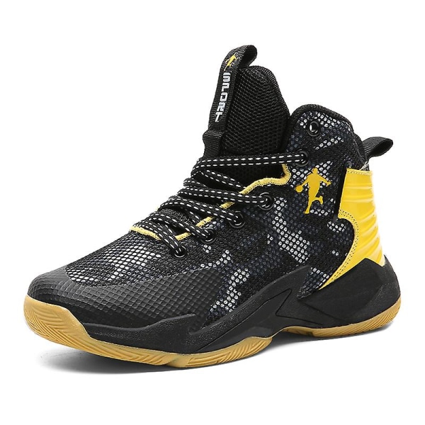 Basketskor för barn Mode Halkfria sneakers Sportskor som andas 8833 BlackYellow 37