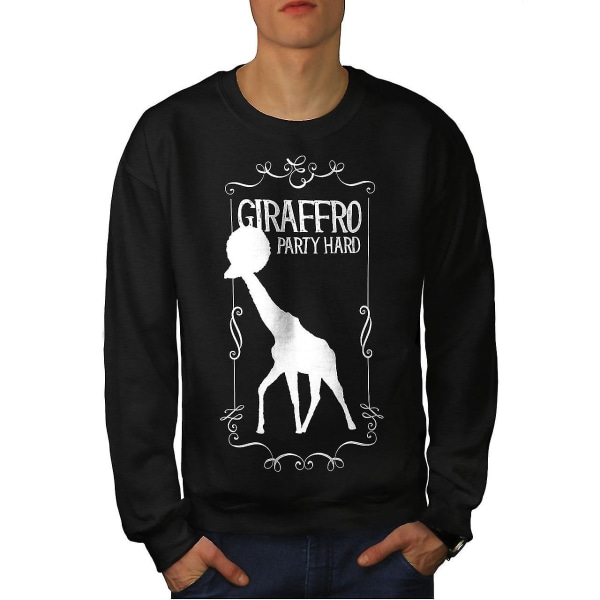 Giraffe Party Hard Funy Men Blacksweatshirt | Wellcoda L