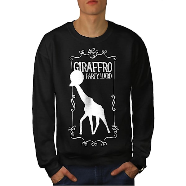 Giraffe Party Hard Funy Men Blacksweatshirt | Wellcoda M