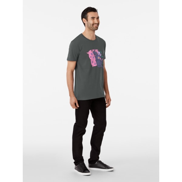 Söt Kitty med tekopp Premium T-shirt Dark Grey L_Front