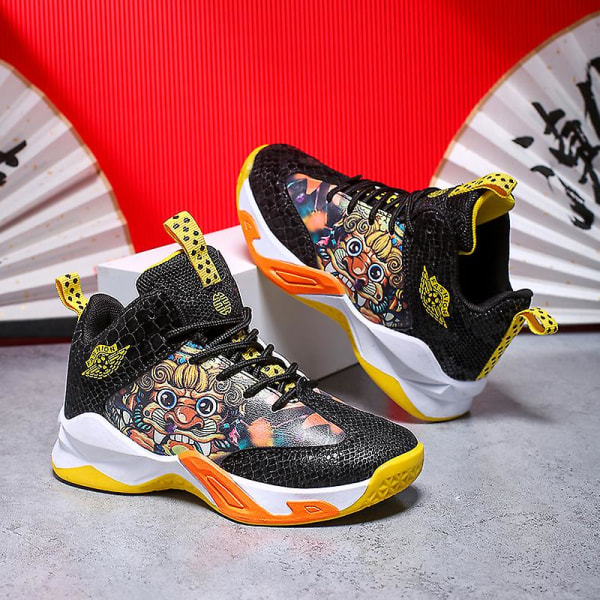 Sneakers för barn Andas Pojkar Flickor Löparskor Mode Sportskor 3Aa888 BlackYellow 38