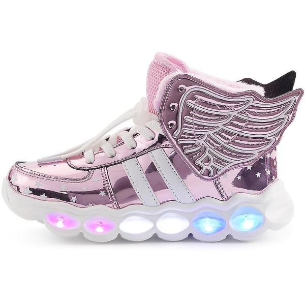 Sneakers för barn Pojkar Flickor Led Light Shoes Löparskor 1608 Pink 30