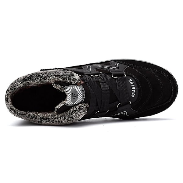 Snöskor för damer Vattentäta Slip On Päls Fodrade Sneakers Vinter Varma Skor 2K6137 Black 35