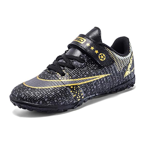 Fotbollsskor för barn Halkfria fotbollsskor Klossar Gräs Fotbollssneakers Yj2026 Black 38