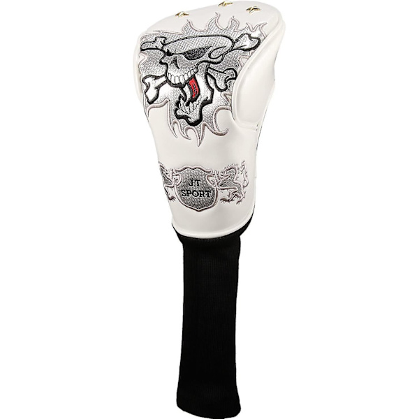 Läder Skull Head Broderi Style Golf Club Headcover Set Protector