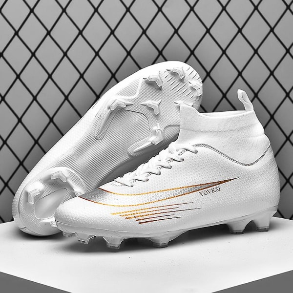 Fotbollsskor för män Höga fotbollsskor för vuxna Grästräning Sport Skor Sneakers 2Jz81A White 41