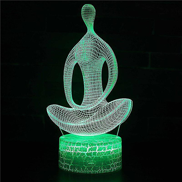 3D optisk illusion lampa LED nattljus, 7 färger Touch sänglampa Sovrumsbord Art Deco Barn N