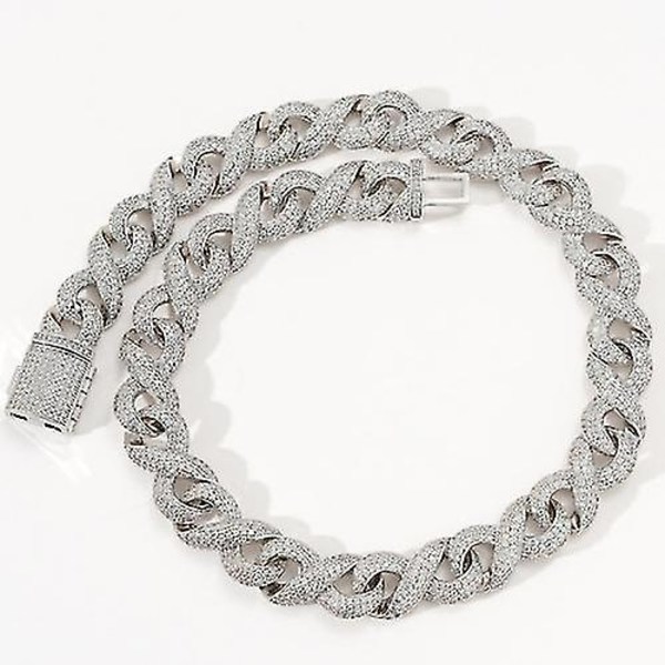 20 tum Silver Micro-inlagd Zircon Large Hip-hop halsband kedja