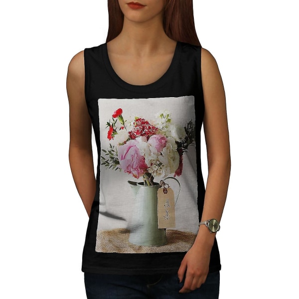 Love You Flower Women Blacktank Top XL