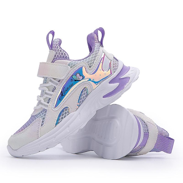 Sneakers för barn för flickor Löpning Tennisskor Lättviktsventilerande Sport Athletic 3B883 Purple 27
