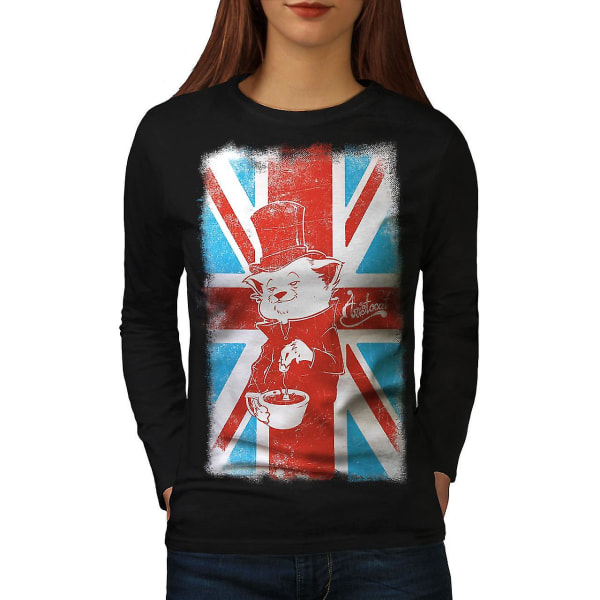 Storbritannien Cat Women Blacklong Sleeve T-shirt L