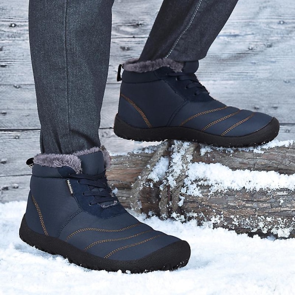 Vintersnöskor för män Vattentåliga skor Anti-halk Casual Lätt bomullsstövel 1877 Blue 40