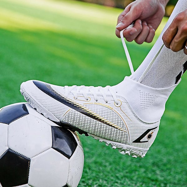 Fotbollsskor för män Halkfria fotbollsskor för herr Gräs Fotbollssneakers Yjz18A White 44