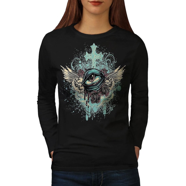 Eye Art Cross Fashion Women Blacklong Sleeve T-shirt XL