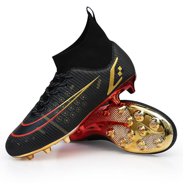 Fotbollsskor för män Fotbollsskor med hög ankel för vuxna Grästräning Sport Skor Sneakers Yj209 Black 43