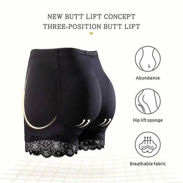 Dam Body Shaper Vadderad Butt Lifter Trosa Butt Hip Enhancer Fake Hip Shapwear Trosor Push Up Trosor Booty Shorts Underkläder,svart M