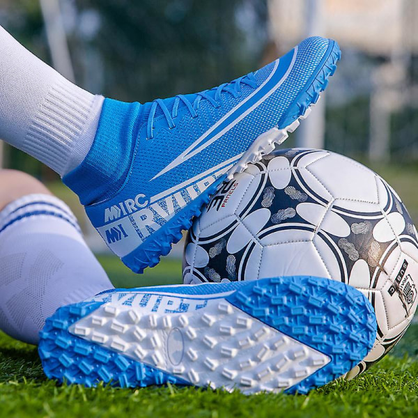 Fotbollsskor för män Halkfria fotbollsskor Klossar Gräs Fotbollssneakers Yj8508A Blue 37