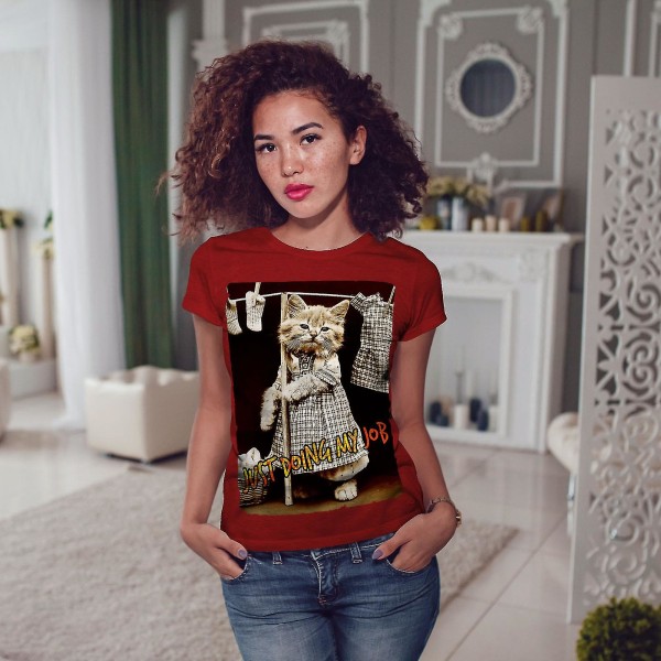 Gör jobb Kitty Söt T-shirt för kvinnor 3XL