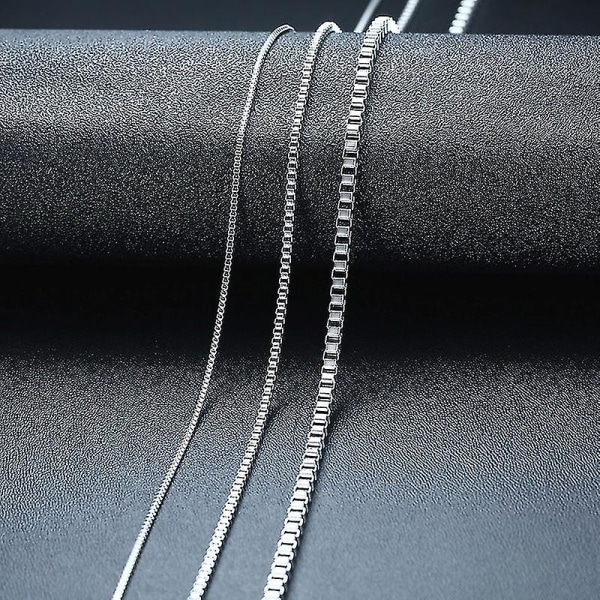1 till 3 mm Ick rostfritt stål boxkedja halsband för män Smycken Link Choker Withi 18 till 24 tum 24INCH 1MM