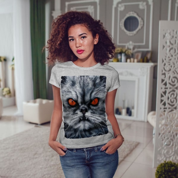 Perserkatt Arg rolig T-shirt för kvinnor S