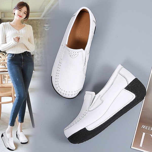 Damskor för casual Loaferskor Mammaskor 3A5588 White 35