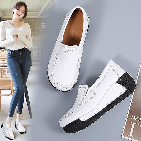 Damskor för casual Loaferskor Mammaskor 3A5588 White 42