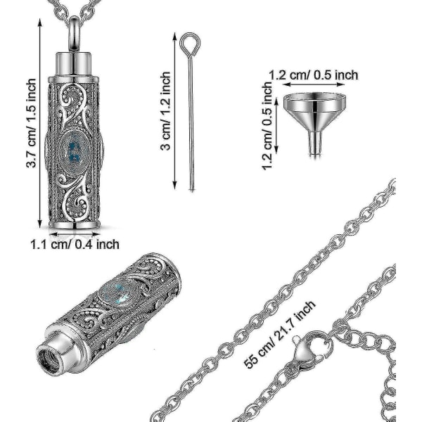2 delar Urnhalsband för askakremering Urnhänge Halsband Kristallkremeringssmycken med förvaringspåsar Minneshänge (lila, blå) - Ruikalu