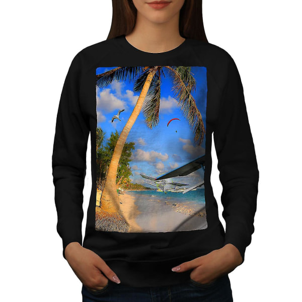 Beach Palm Novelty Women Blacksweatshirt S