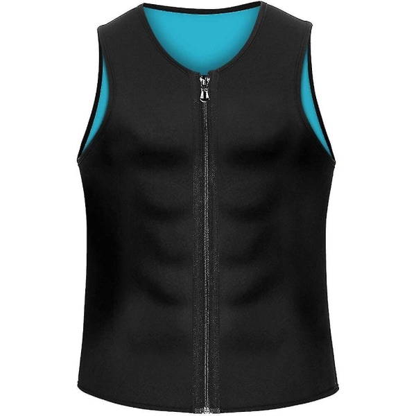 Kroppsformare för män Dragkedja Bastuväst Polymer Waist trainer Slimming-bälte Fitness Top Buken Workout Shapewear,02 European Size XXL